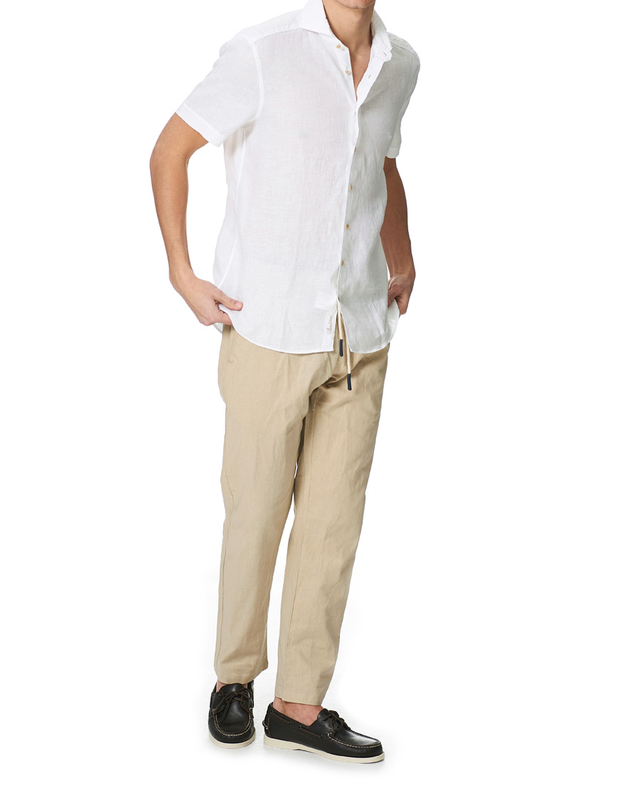 Herre | Skjorter | Stenströms | Slimline Short Sleeve Linen Shirt White
