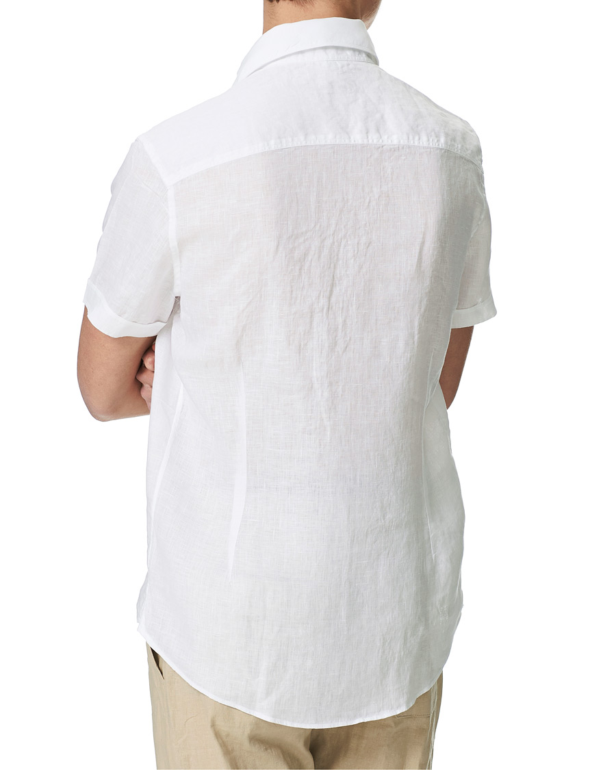 Herre | Skjorter | Stenströms | Slimline Short Sleeve Linen Shirt White