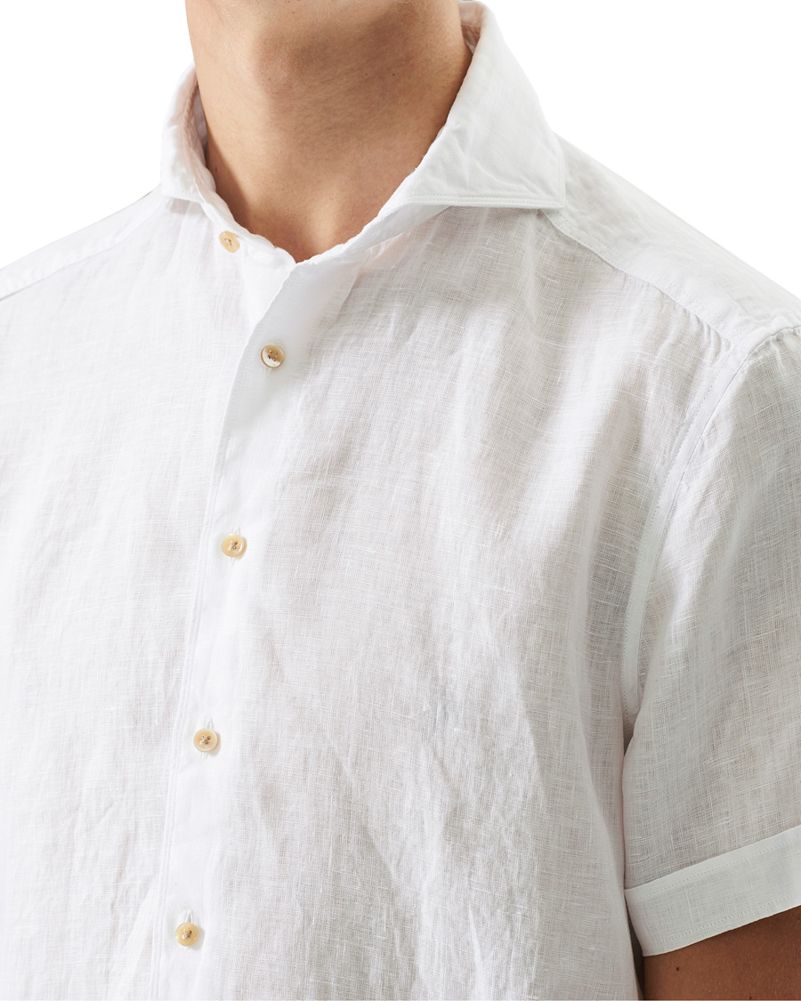 Herre | Skjorter | Stenströms | Slimline Short Sleeve Linen Shirt White