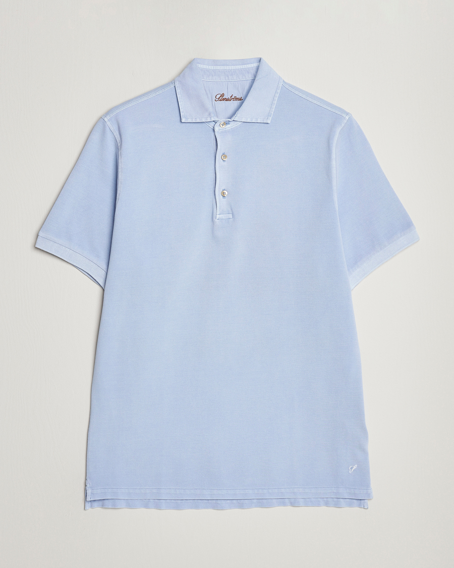 Herre | Pikéer | Stenströms | Pigment Dyed Cotton Polo Shirt Light Blue