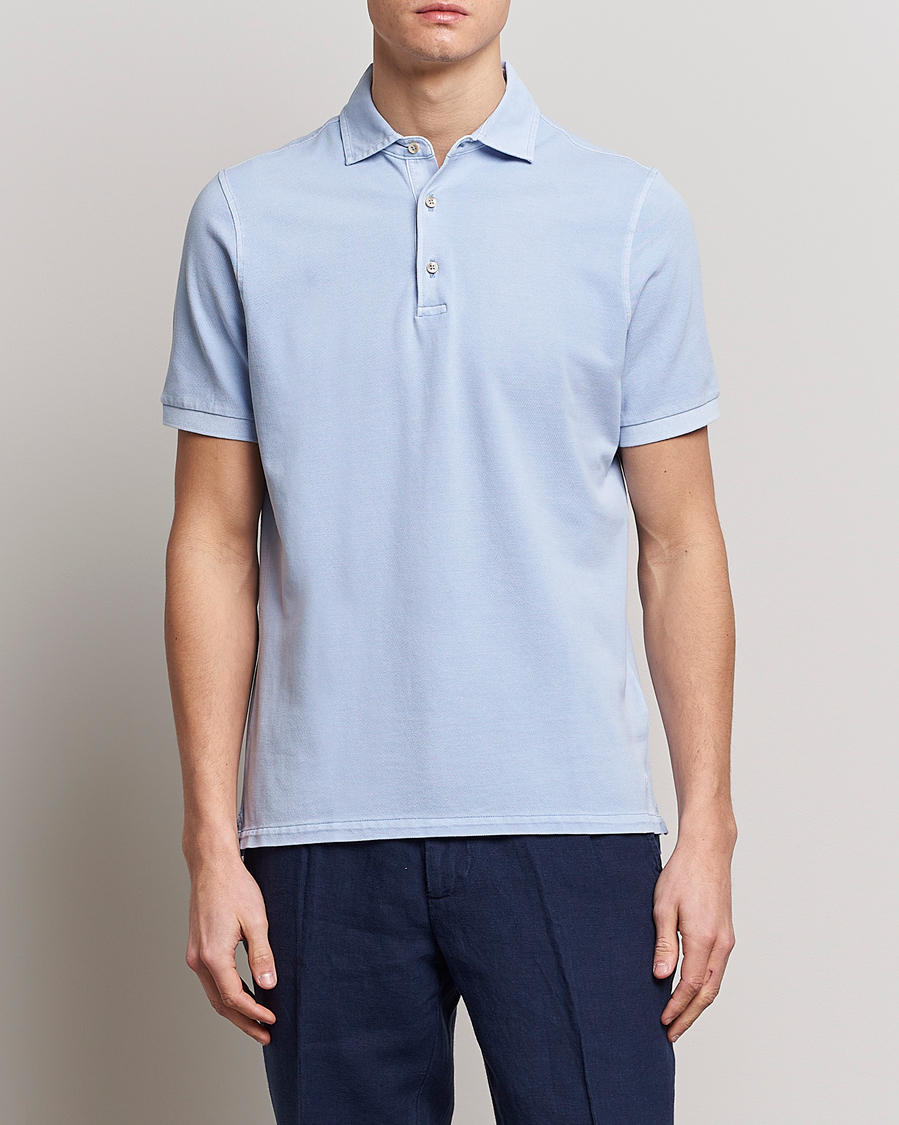 Herre |  | Stenströms | Pigment Dyed Cotton Polo Shirt Light Blue