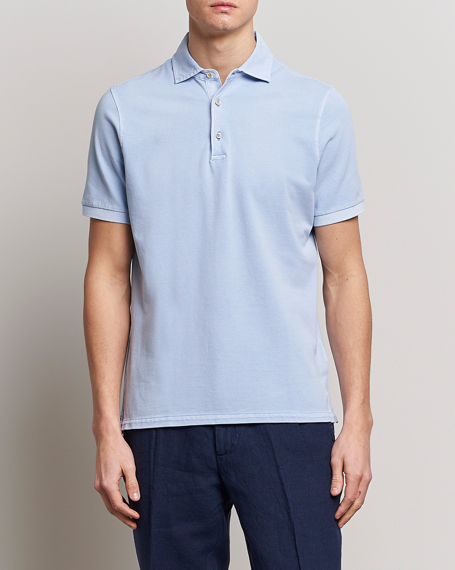 Herre | Pikéer | Stenströms | Pigment Dyed Cotton Polo Shirt Light Blue