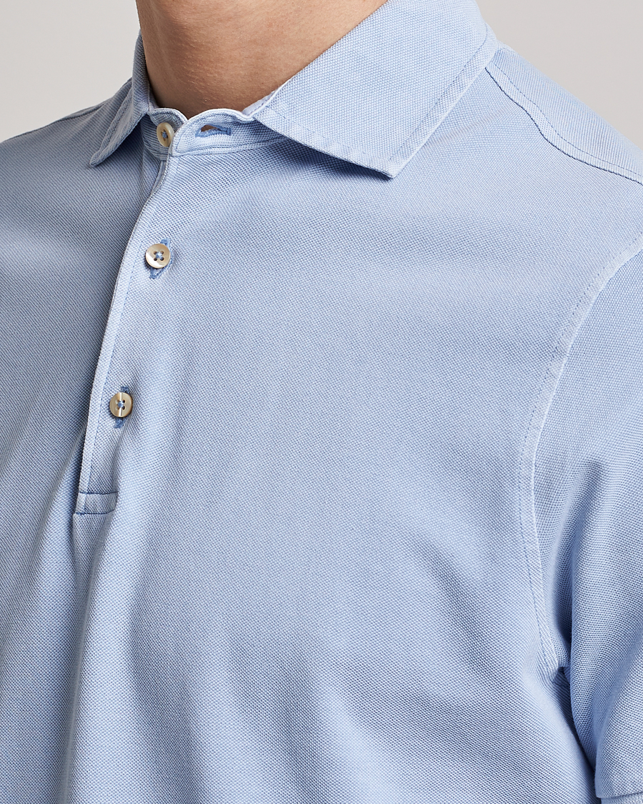 Herre | Pikéer | Stenströms | Pigment Dyed Cotton Polo Shirt Light Blue