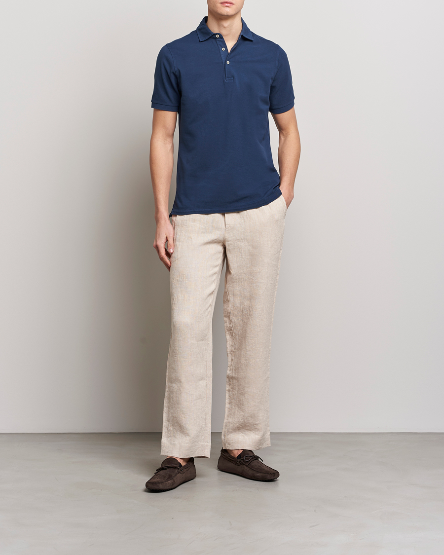 Herre | Pikéer | Stenströms | Pigment Dyed Cotton Polo Shirt Navy