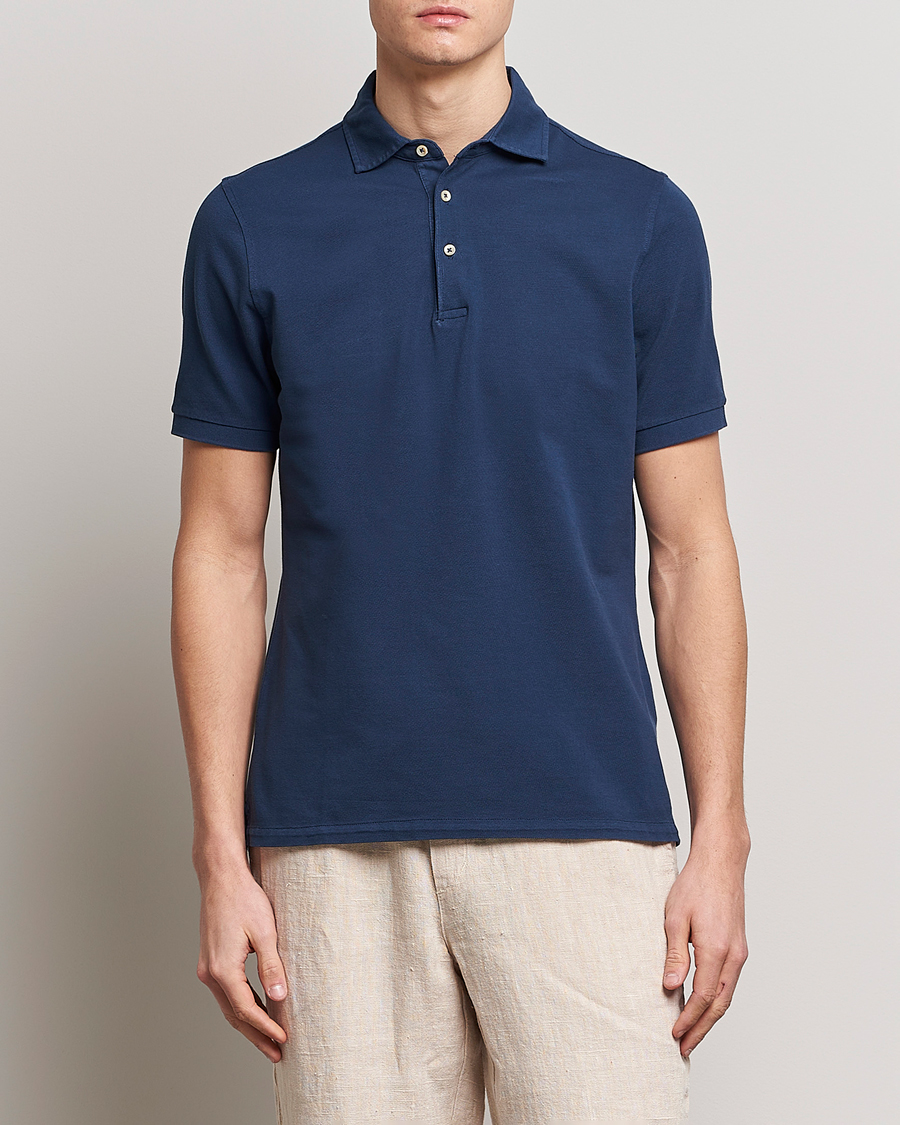 Herre |  | Stenströms | Pigment Dyed Cotton Polo Shirt Navy