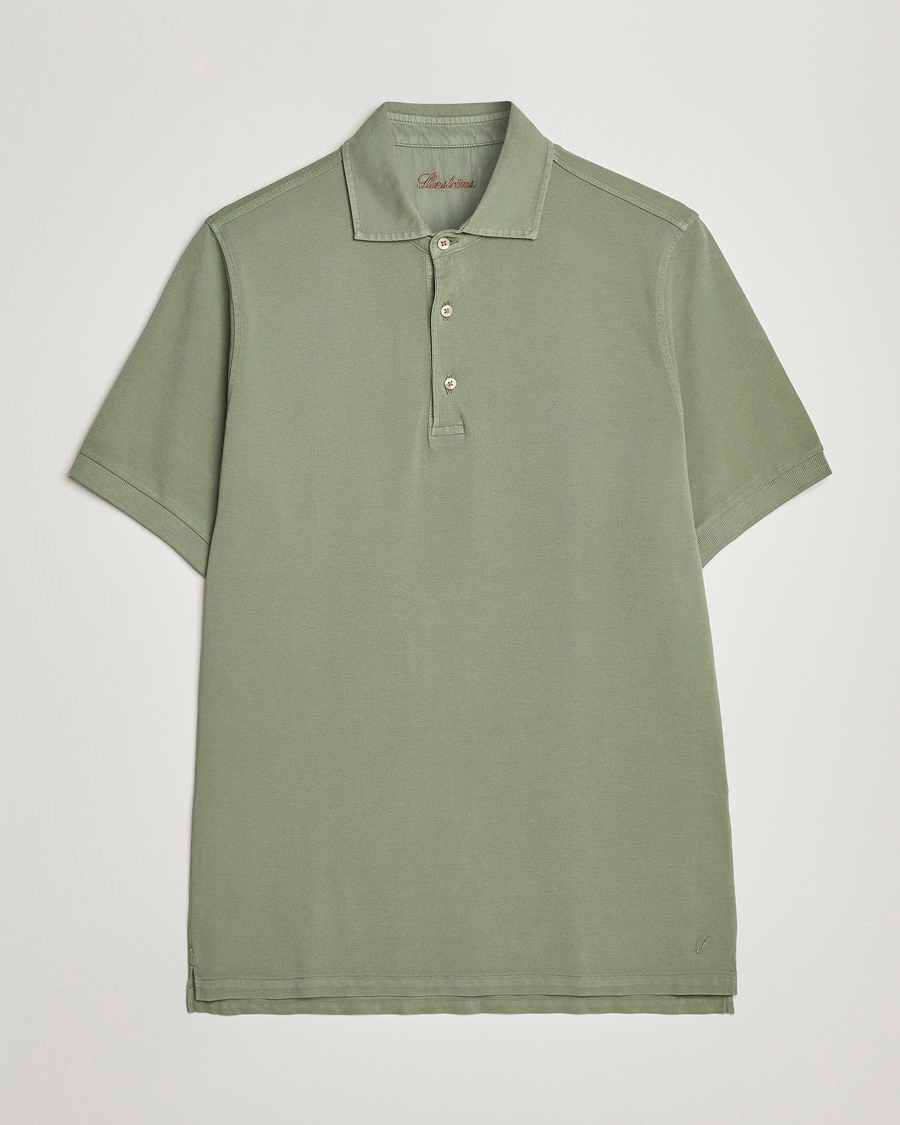 Herre | Pikéer | Stenströms | Pigment Dyed Cotton Polo Shirt Green