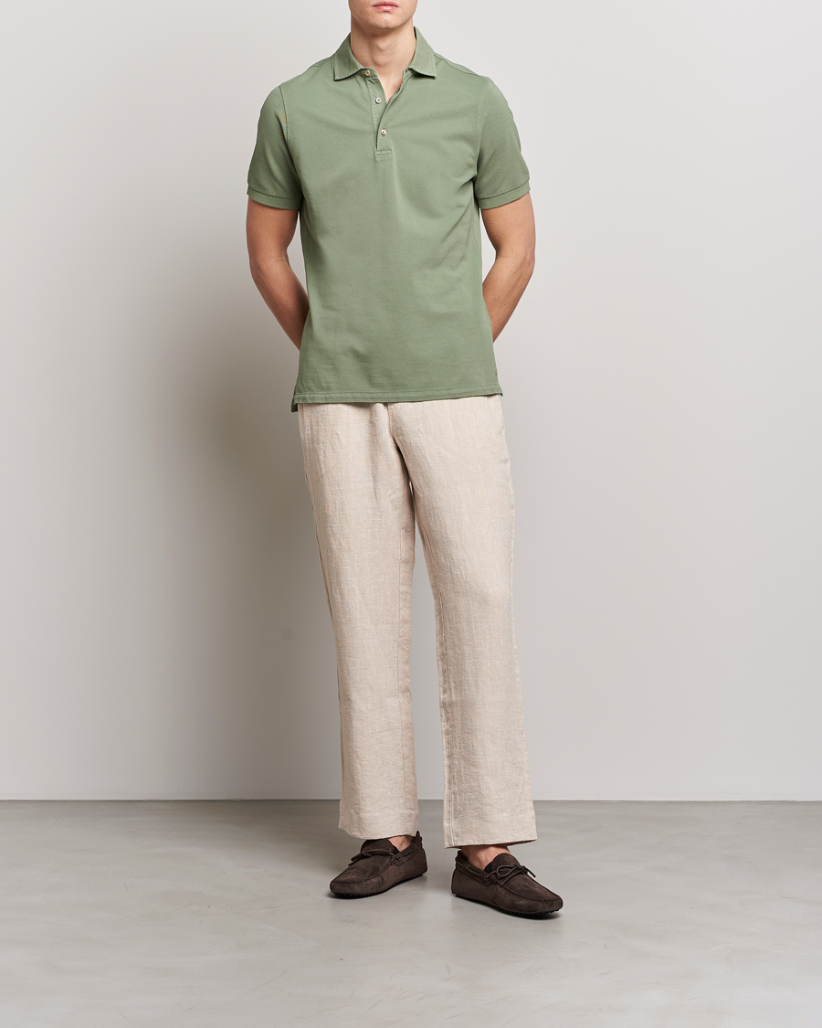 Herre | Pikéer | Stenströms | Pigment Dyed Cotton Polo Shirt Green