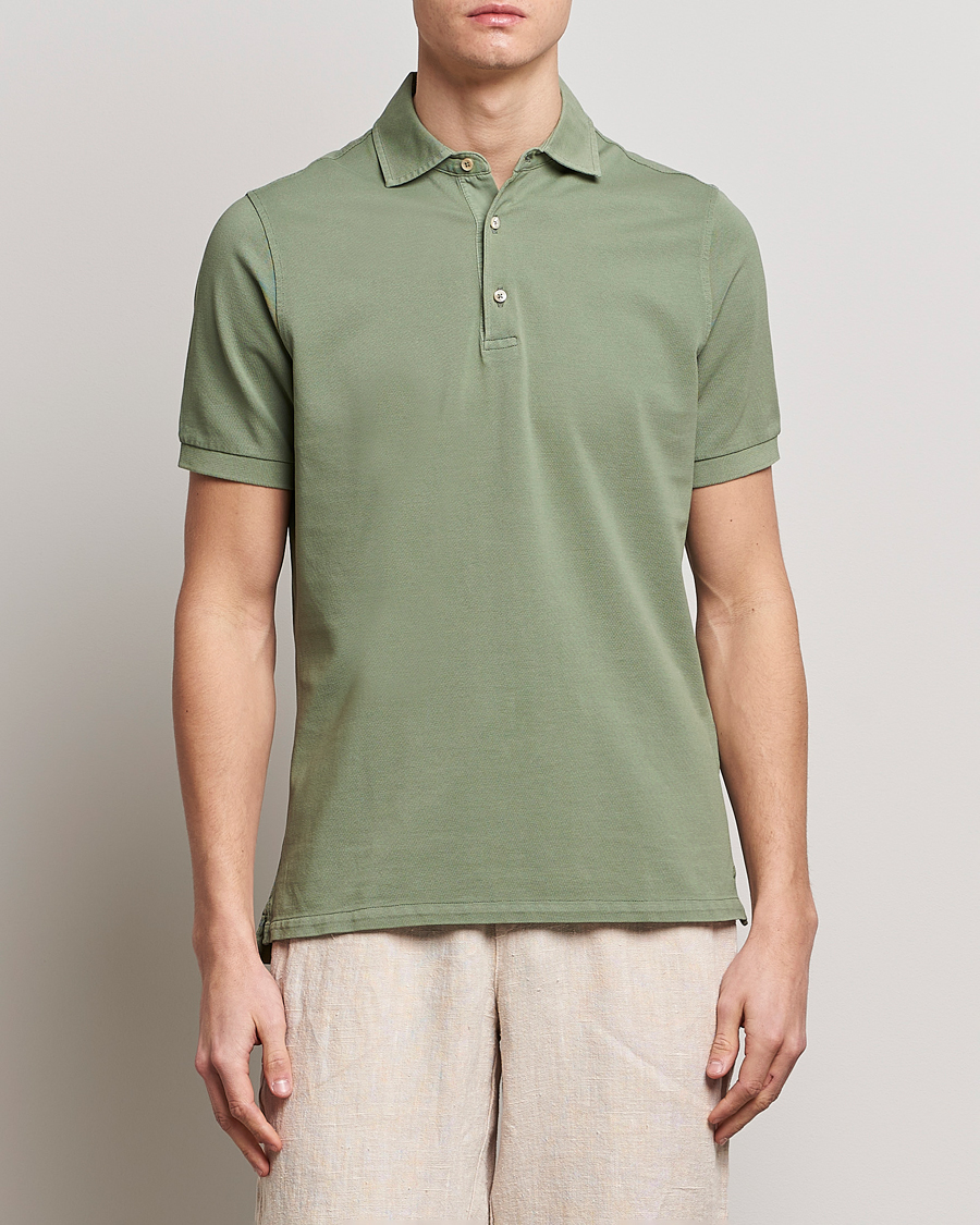 Herre | Pikéer | Stenströms | Pigment Dyed Cotton Polo Shirt Green