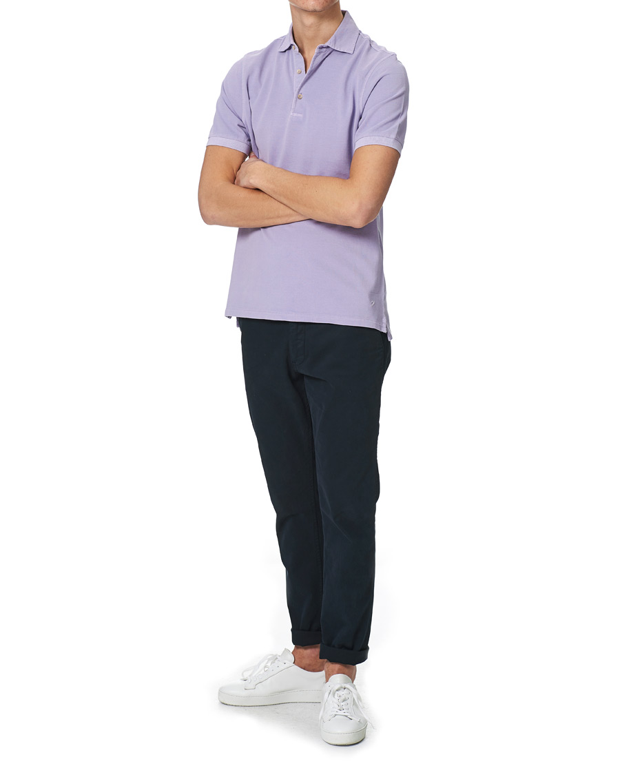 Herre | Pikéer | Stenströms | Pigment Dyed Cotton Polo Shirt Purple