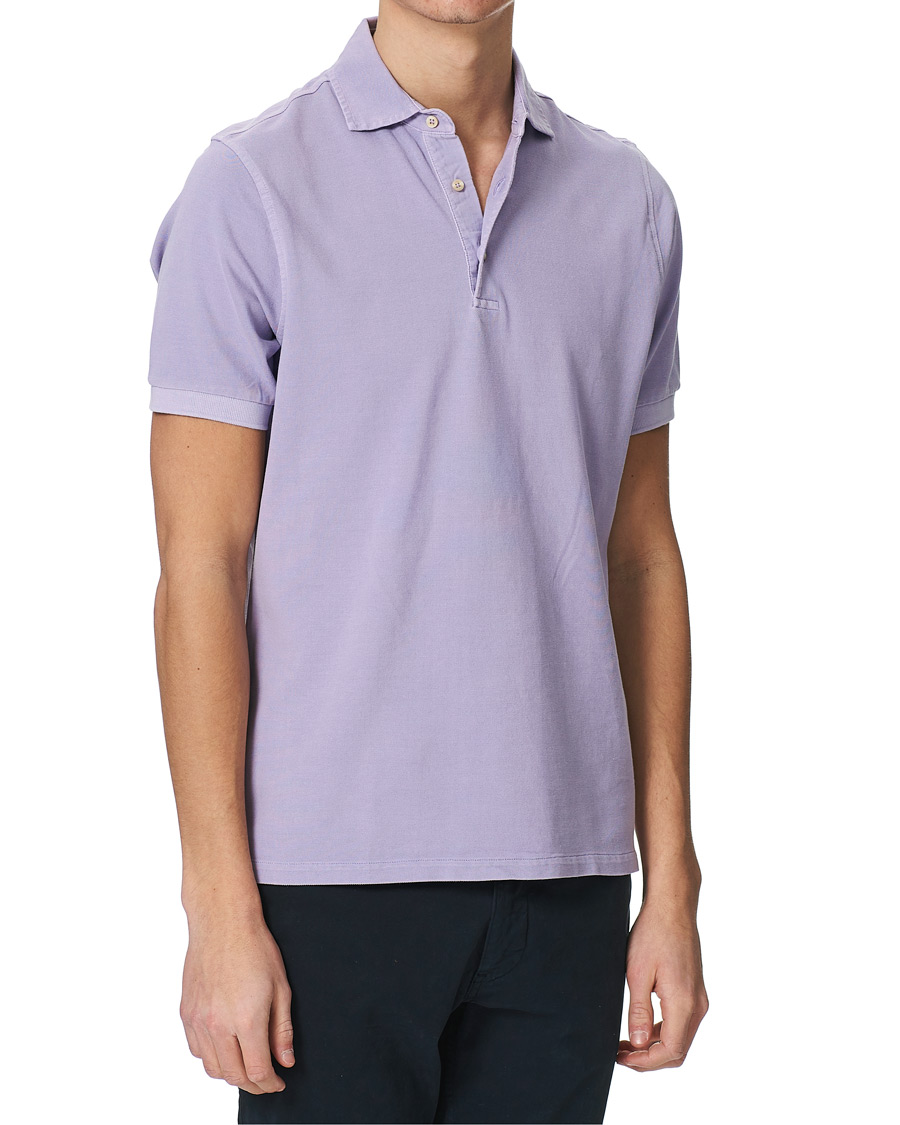 Herre | Pikéer | Stenströms | Pigment Dyed Cotton Polo Shirt Purple