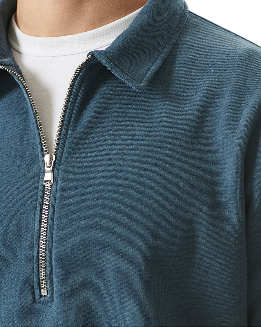Herre | Gensere | Sunspel | Zip Polo Sweatshirt Dark Petrol