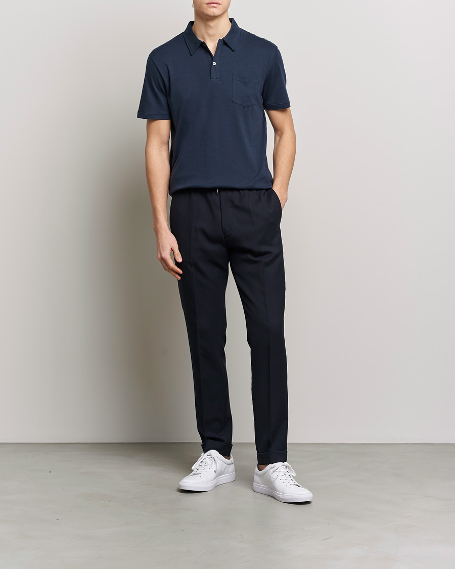 Herre | Pikéer | Sunspel | Sea Island Jersey Riviera Polo Navy