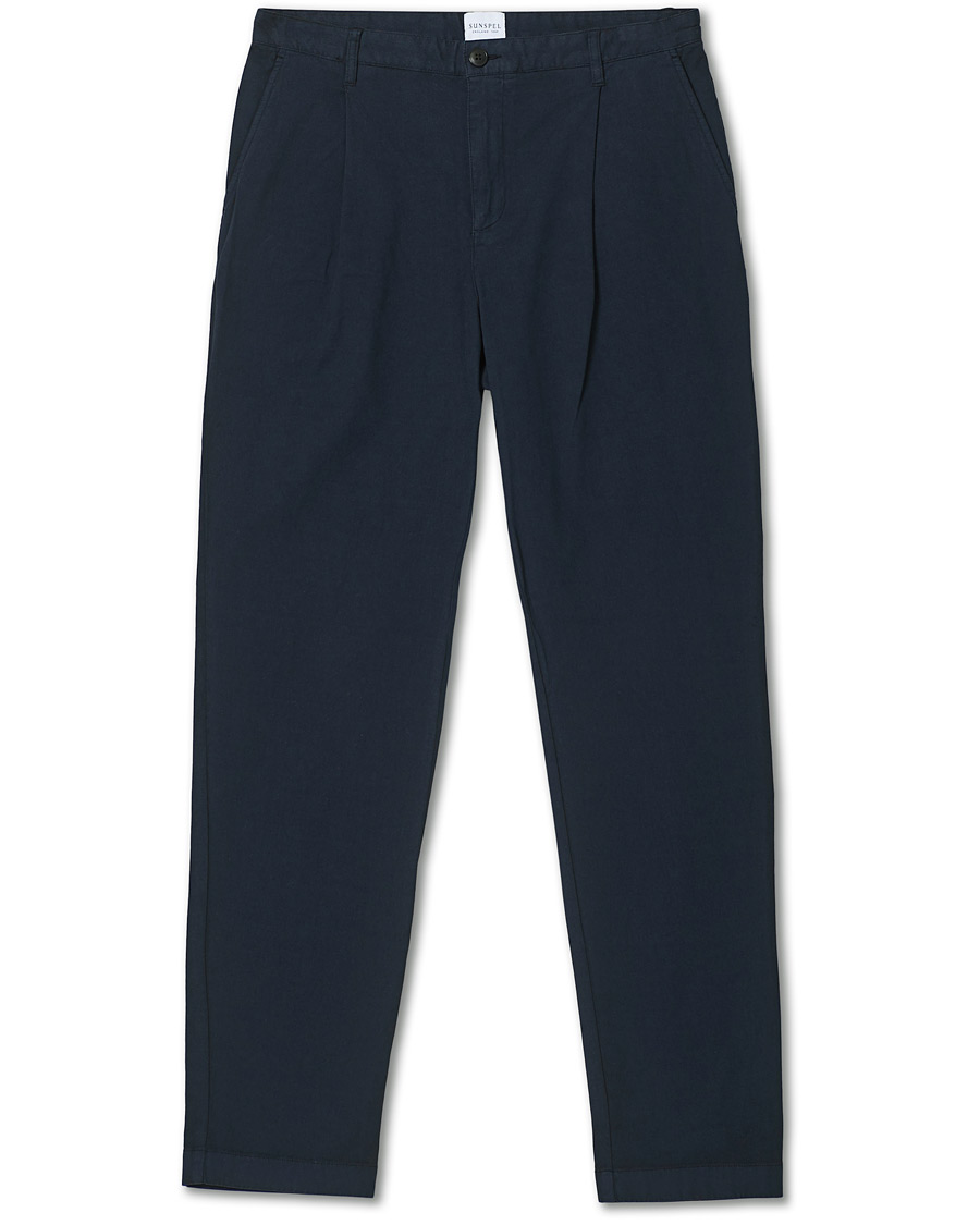 Herre | Bukser | Sunspel | Cotton Relaxed Fit Trousers Navy
