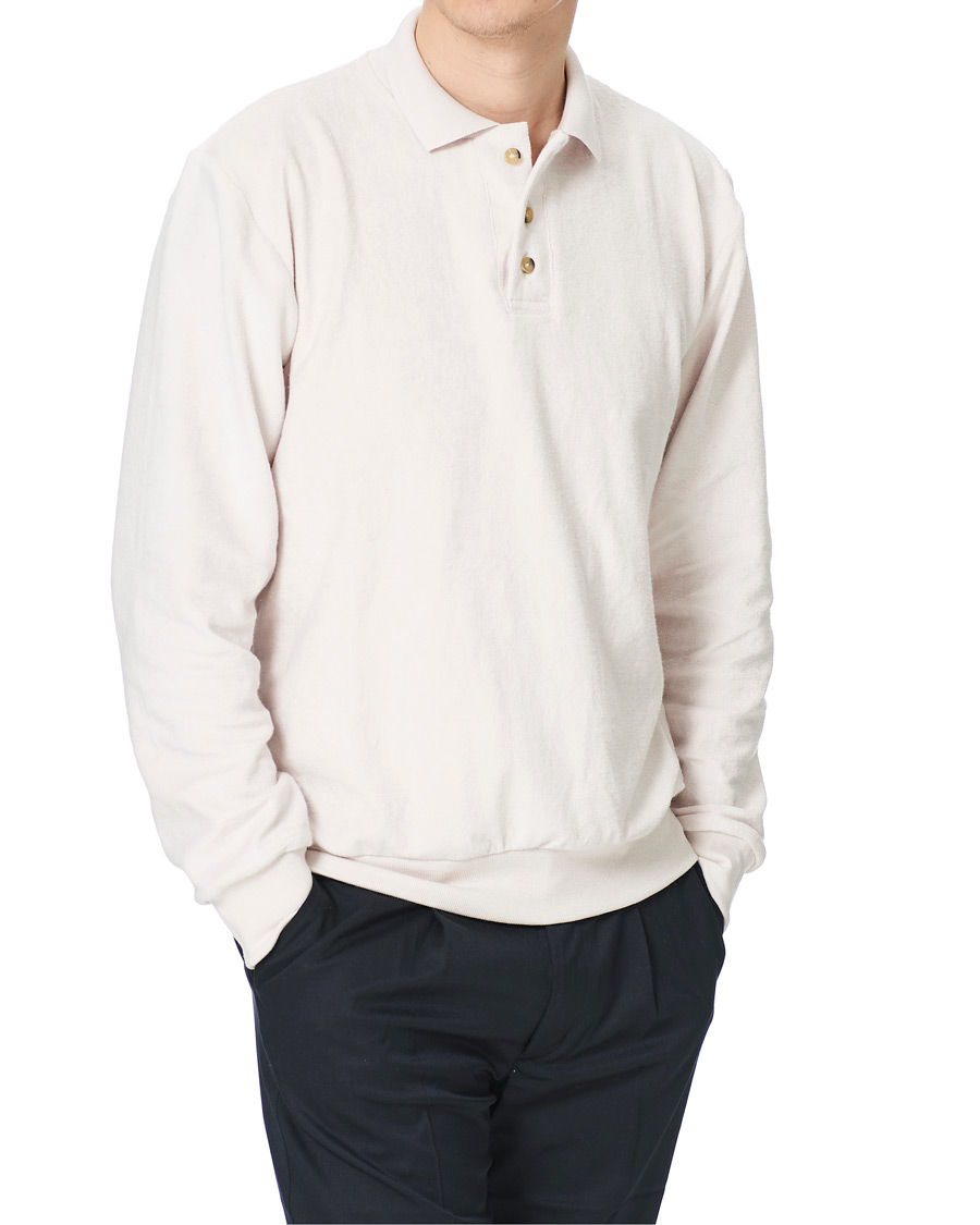 Herre | Gensere | Howlin' | Long Sleeve Terry Polo White Sand