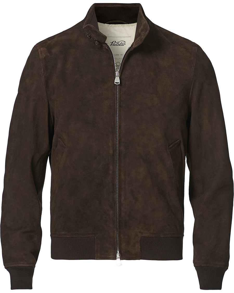 Herre | Jakker | Valstar | Suede Zip Blouson Dark Brown