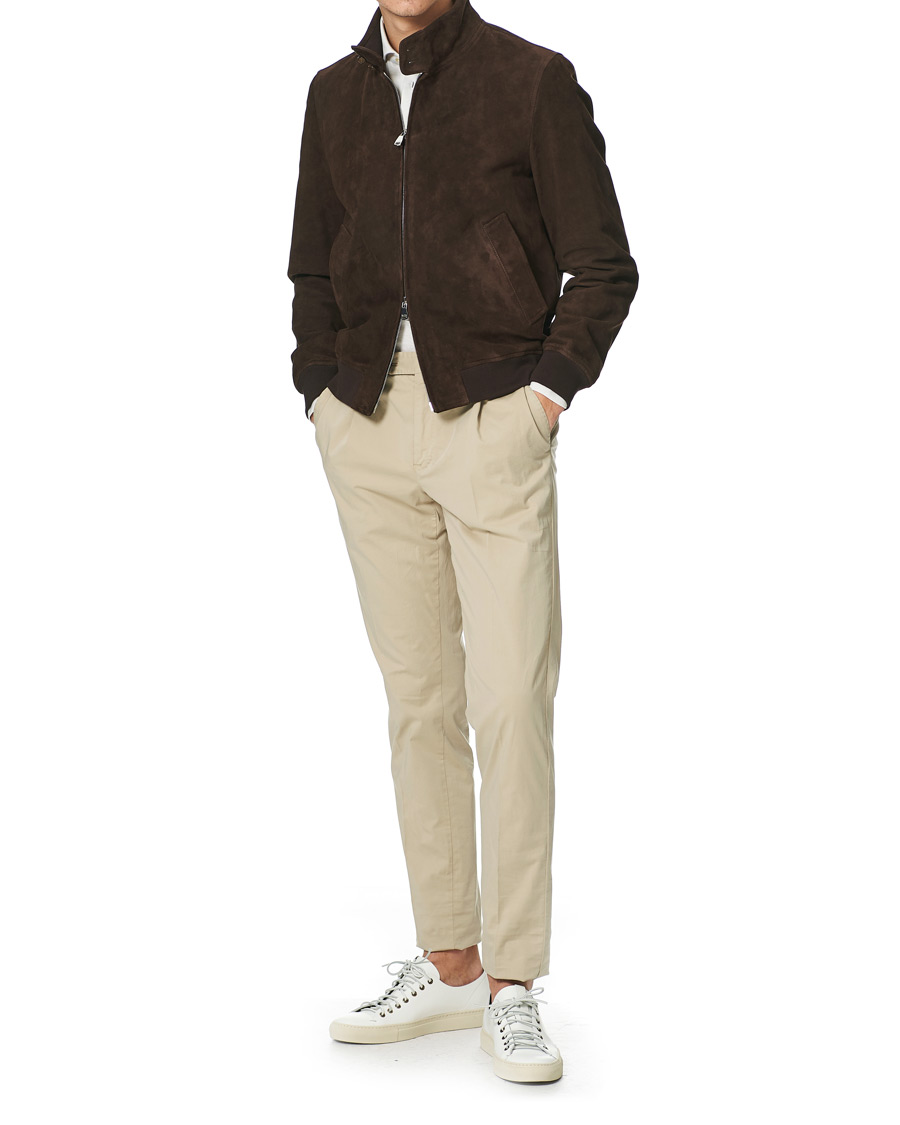 Herre | Jakker | Valstar | Suede Zip Blouson Dark Brown