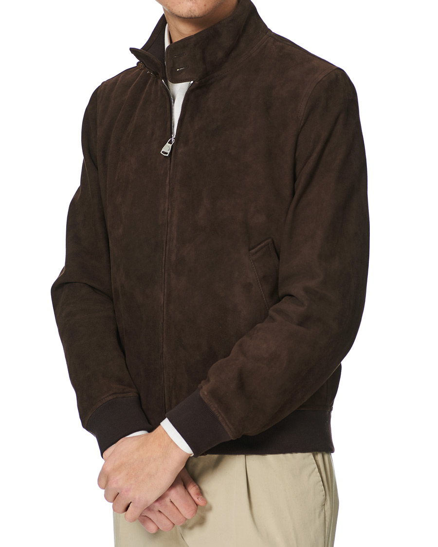 Herre | Jakker | Valstar | Suede Zip Blouson Dark Brown