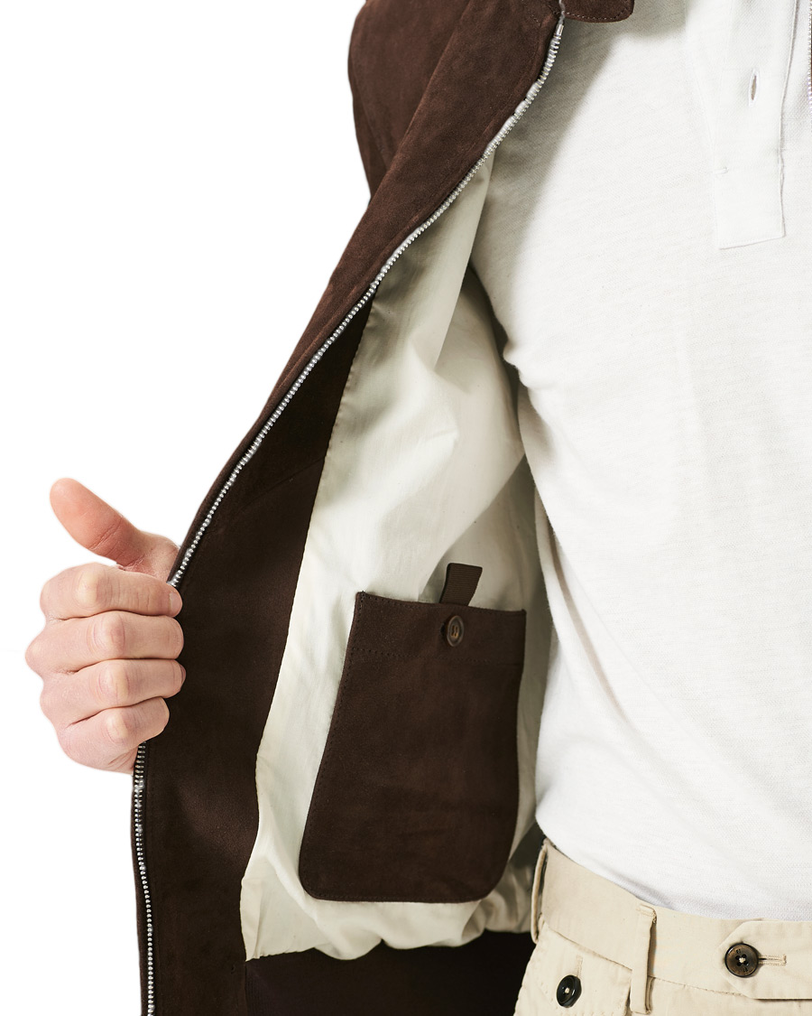Herre | Jakker | Valstar | Suede Zip Blouson Dark Brown