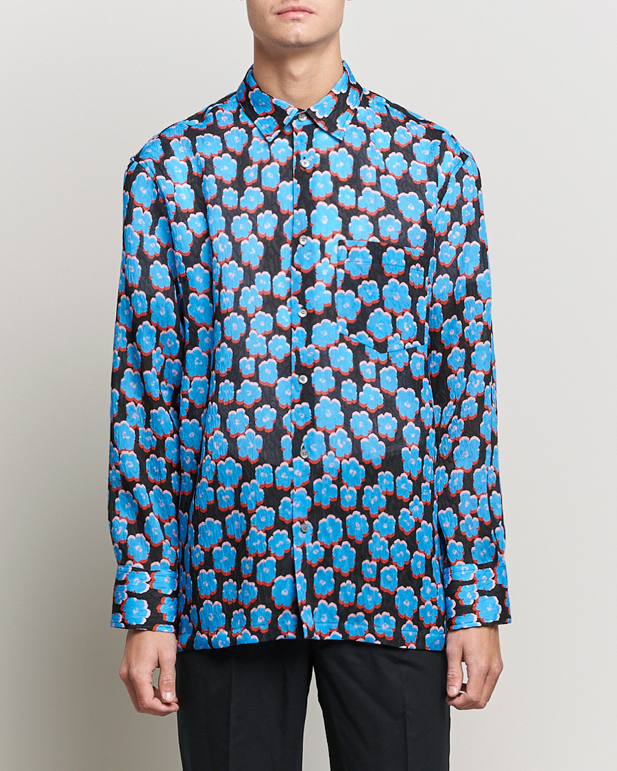 Herre |  | Lanvin | Printed Flower Shirt Black/Blue
