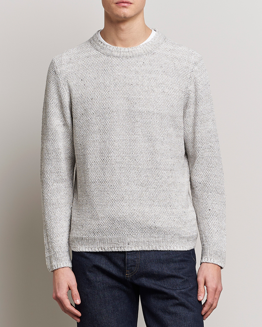 Herre |  | Inis Meáin | Moss Stiched Linen Crew Neck Cream