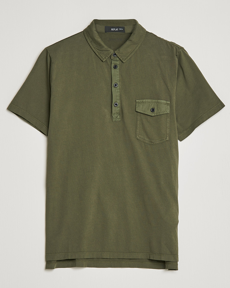 Herre | Pikéer | Replay | Organic Cotton Jersey Polo Army Green