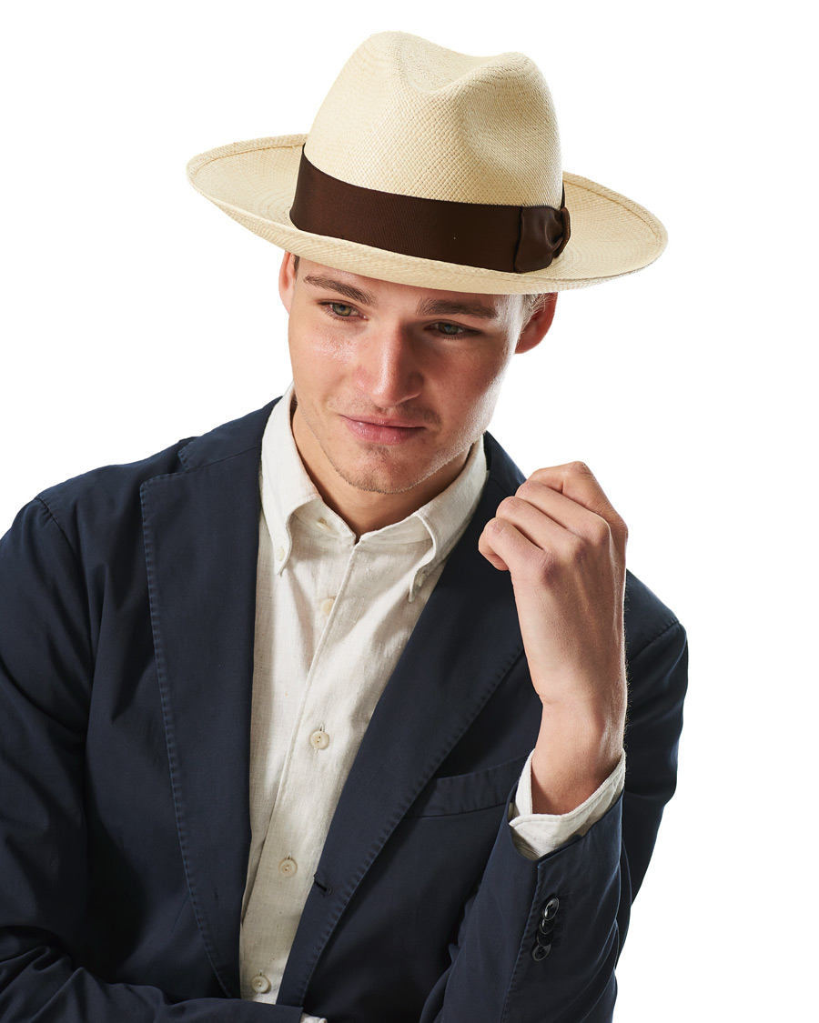 Herre | Borsalino Panama Quito With Large Brim Brown | Borsalino | Panama Quito With Large Brim Brown