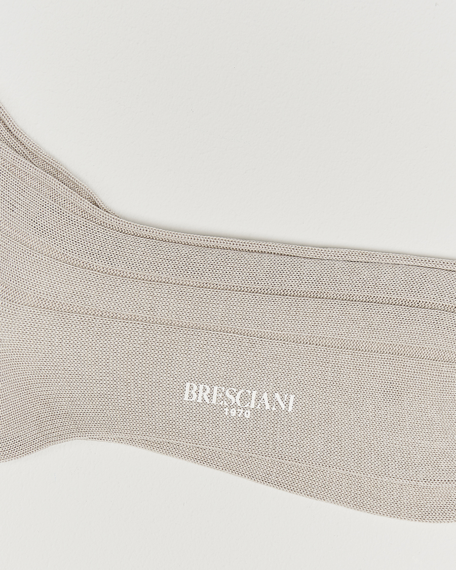 Herre | Undertøy | Bresciani | Wide Ribbed Cotton Socks Off White