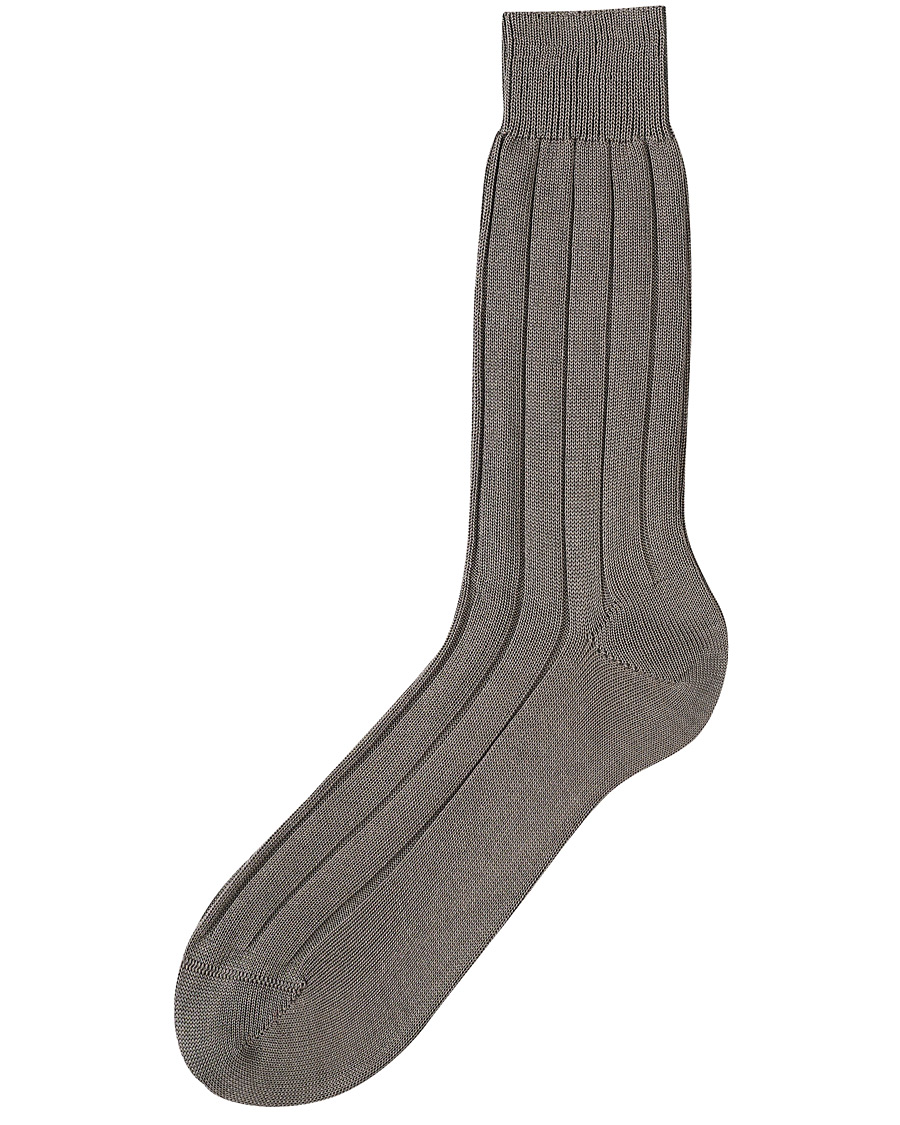 Herre |  | Bresciani | Wide Ribbed Cotton Socks Grey