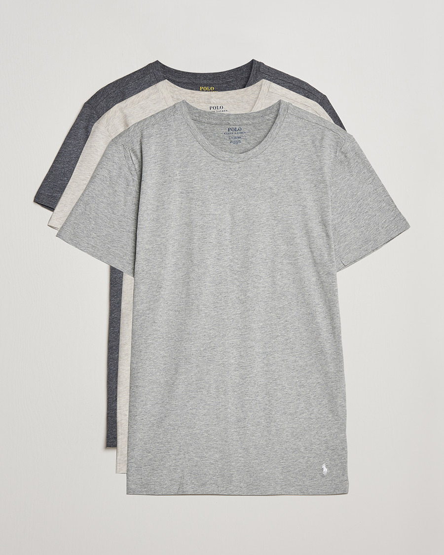 Herre | T-Shirts | Polo Ralph Lauren | 3-Pack Crew Neck T-Shirt Grey Heather/Grey/Charcoal