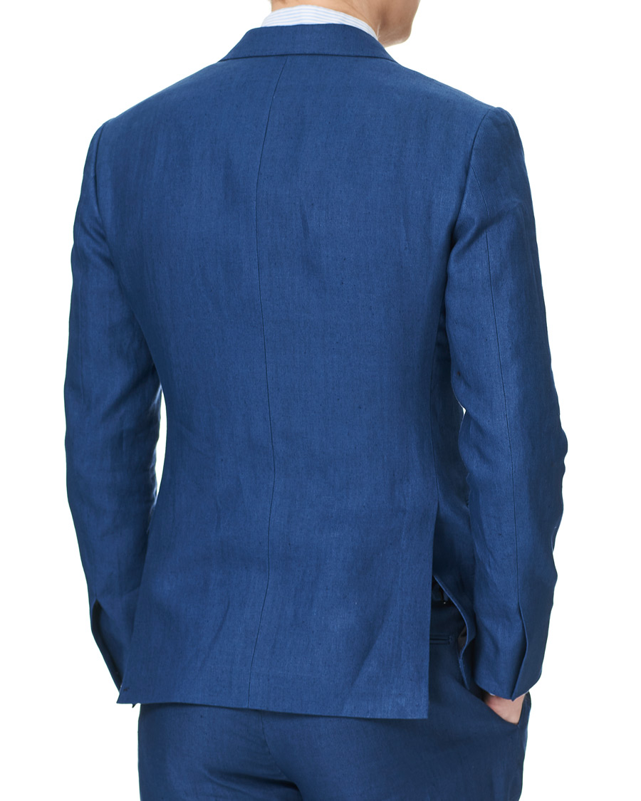 Herre | Dressjakker | Ralph Lauren Purple Label | Double Breasted Linen Blazer Medium Blue
