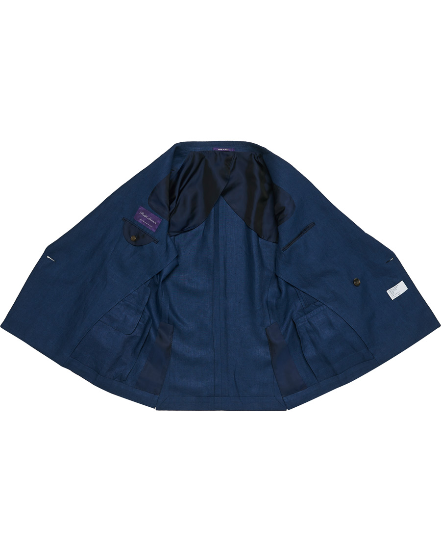 Herre | Dressjakker | Ralph Lauren Purple Label | Double Breasted Linen Blazer Medium Blue
