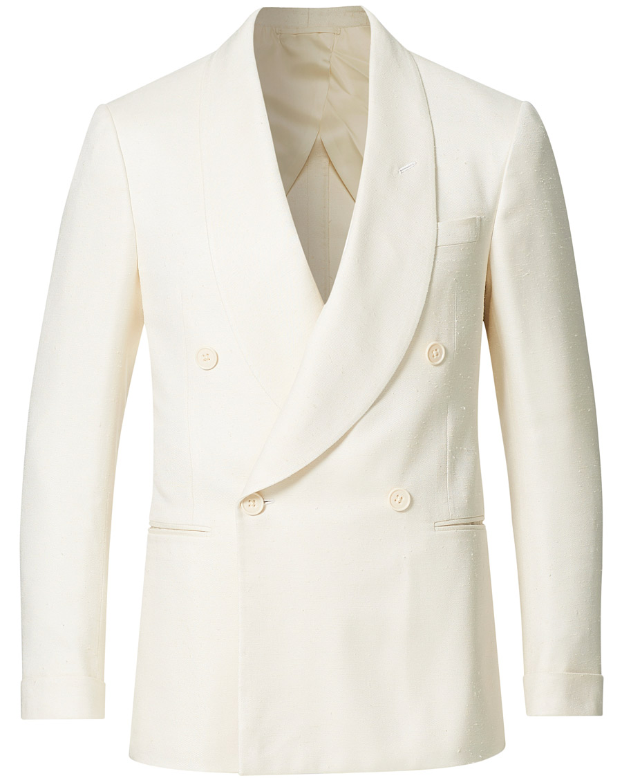 Herre | Dressjakker | Ralph Lauren Purple Label | Double Breasted Mulberry Silk Blazer Cream