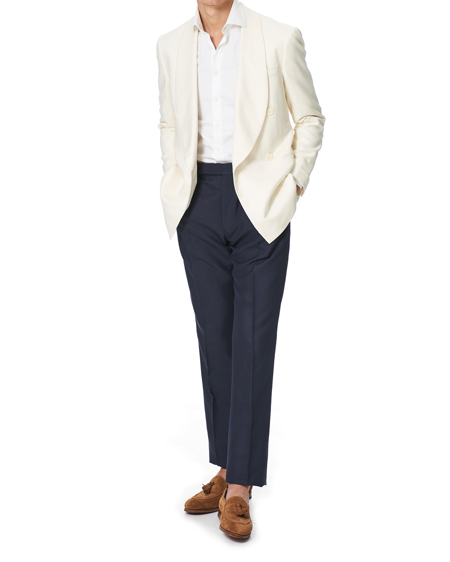 Herre | Dressjakker | Ralph Lauren Purple Label | Double Breasted Mulberry Silk Blazer Cream