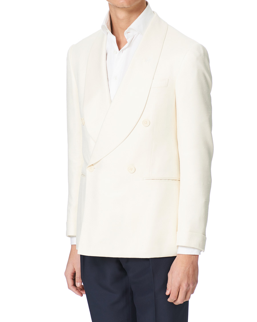 Herre | Dressjakker | Ralph Lauren Purple Label | Double Breasted Mulberry Silk Blazer Cream