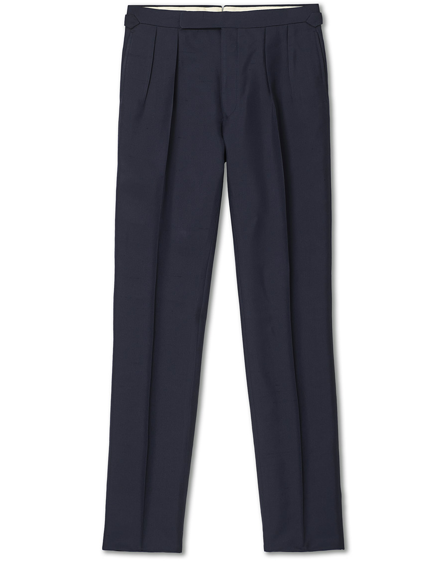 Herre |  | Ralph Lauren Purple Label | Shantung Silk Trousers Navy