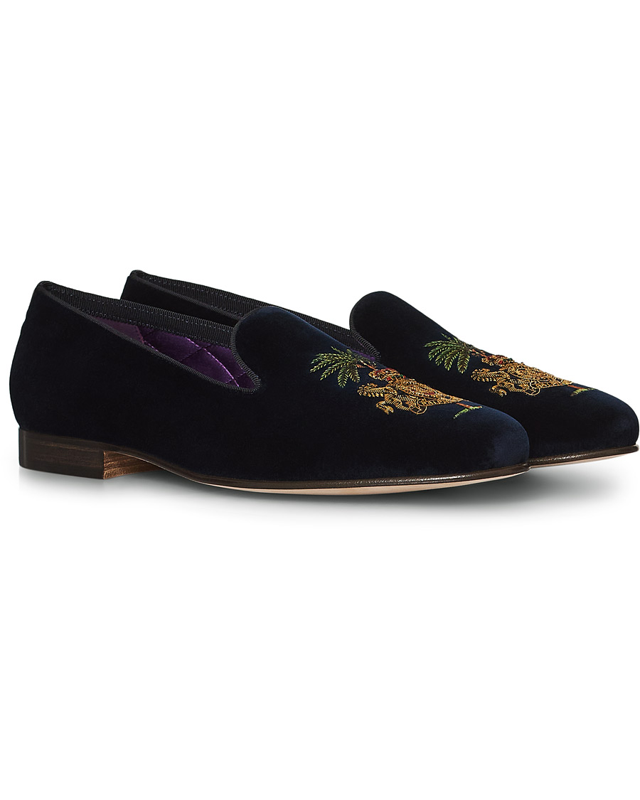 Herre | Ralph Lauren Purple Label Alonso Palm Crest Slippers Navy | Ralph Lauren Purple Label | Alonso Palm Crest Slippers Navy