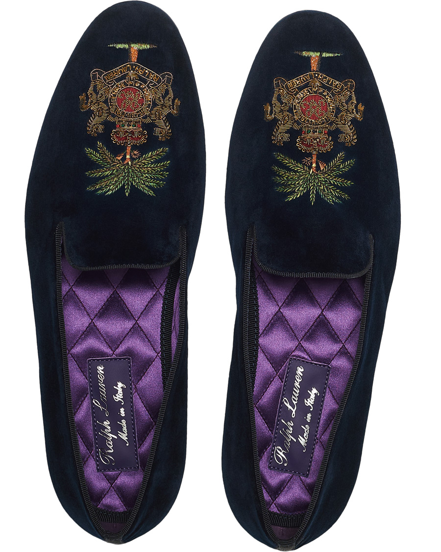 Herre | Ralph Lauren Purple Label Alonso Palm Crest Slippers Navy | Ralph Lauren Purple Label | Alonso Palm Crest Slippers Navy
