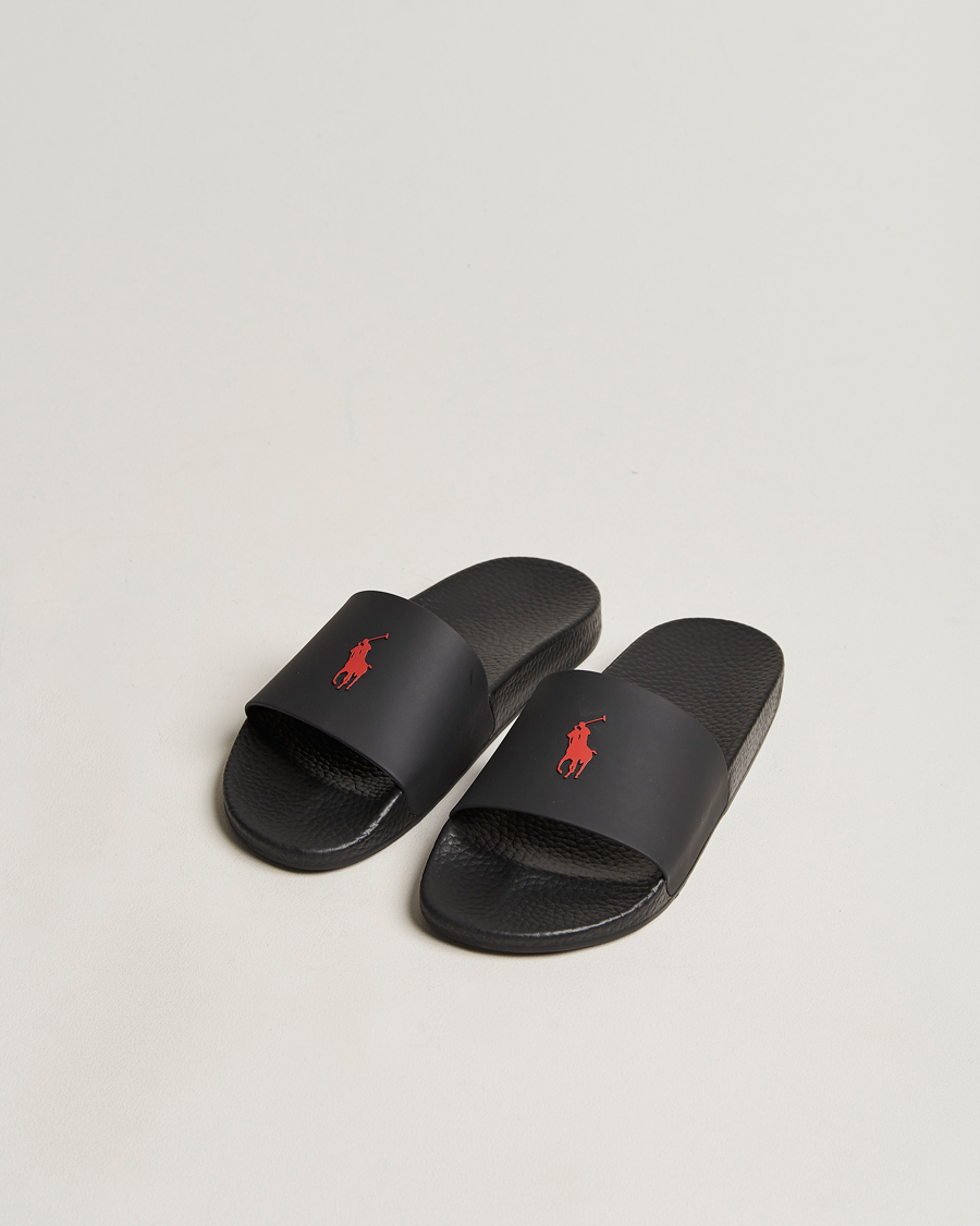 Herre | Polo Ralph Lauren Logo Slides Black | Polo Ralph Lauren | Logo Slides Black