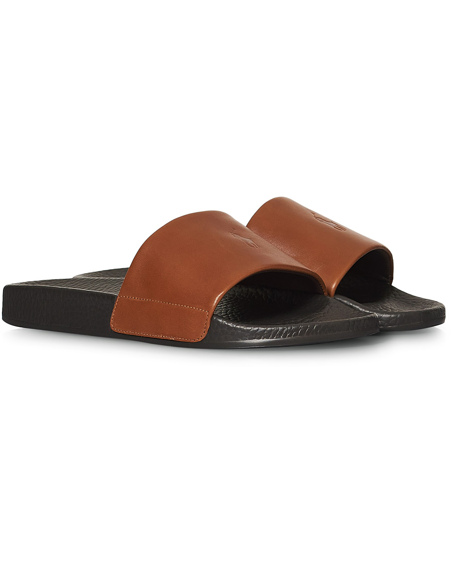 Herre | Polo Ralph Lauren Leather Slides Dark Brown | Polo Ralph Lauren | Leather Slides Dark Brown