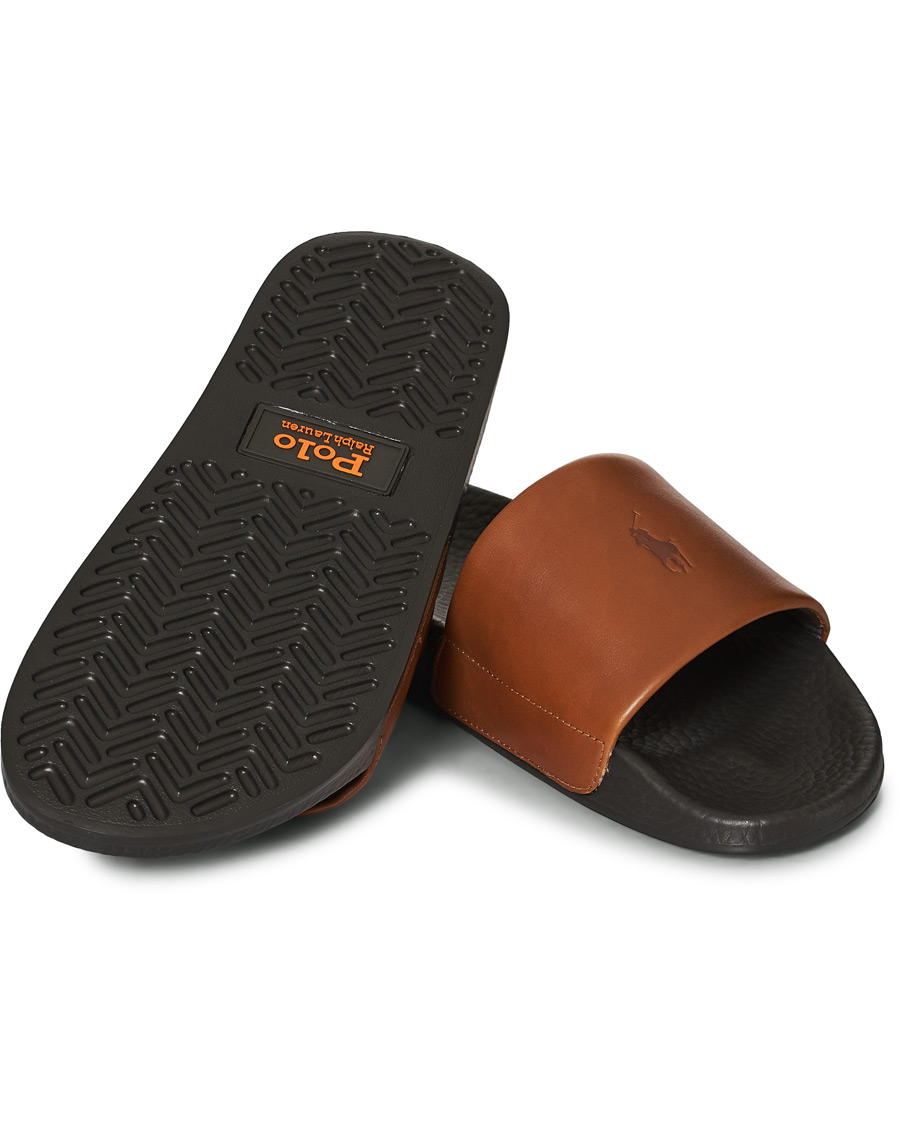 Herre | Polo Ralph Lauren Leather Slides Dark Brown | Polo Ralph Lauren | Leather Slides Dark Brown