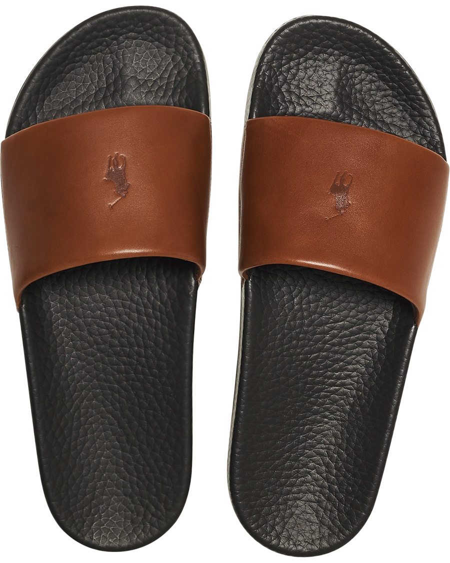 Herre | Polo Ralph Lauren Leather Slides Dark Brown | Polo Ralph Lauren | Leather Slides Dark Brown