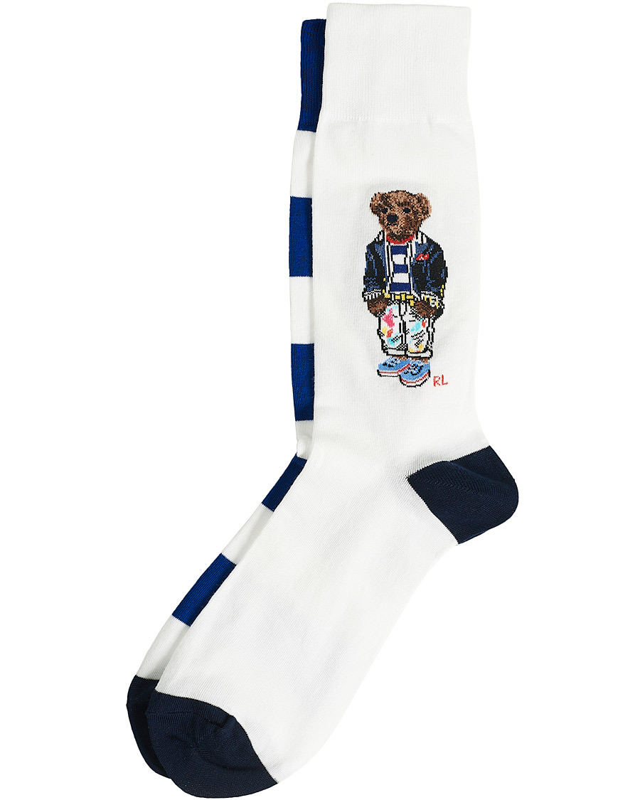 Herre | Undertøy | Polo Ralph Lauren | 2-Pack Bear Socks White/Blue
