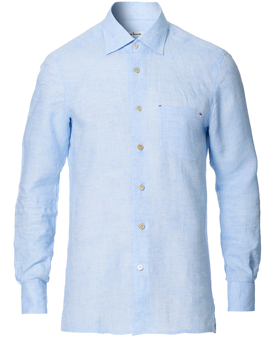 Herre | Skjorter | Kiton | Linen Sport Shirt Light Blue