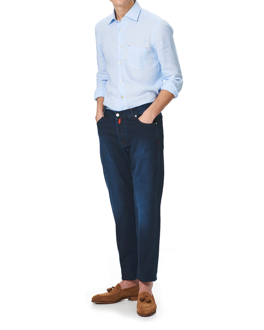 Herre | Skjorter | Kiton | Linen Sport Shirt Light Blue