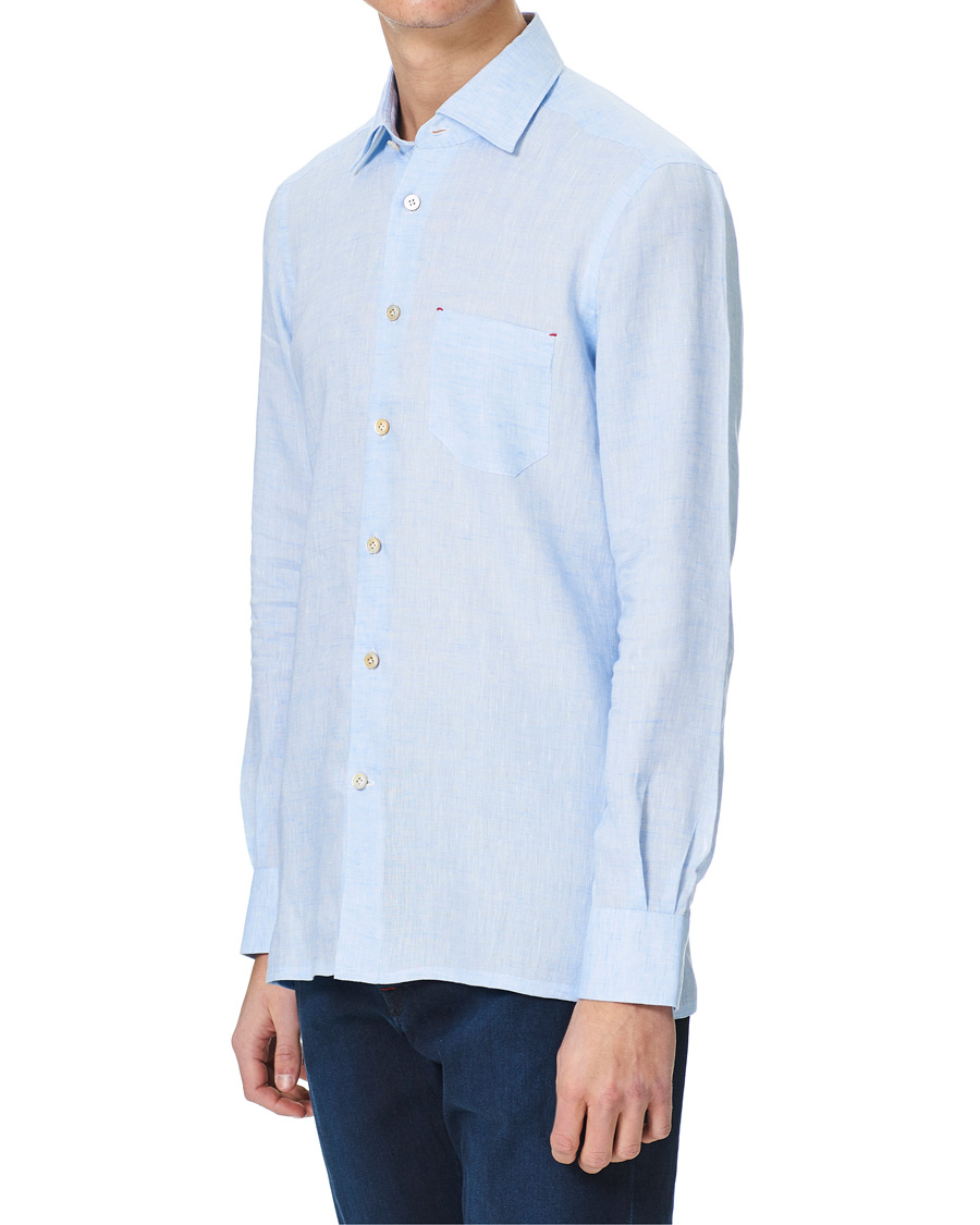 Herre | Skjorter | Kiton | Linen Sport Shirt Light Blue