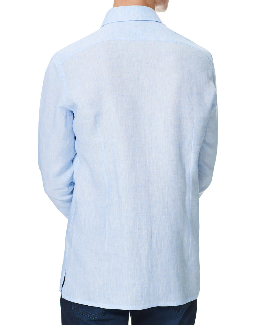 Herre | Skjorter | Kiton | Linen Sport Shirt Light Blue