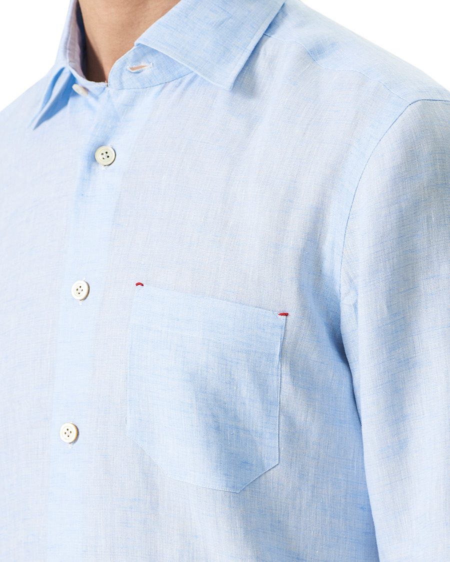 Herre | Skjorter | Kiton | Linen Sport Shirt Light Blue