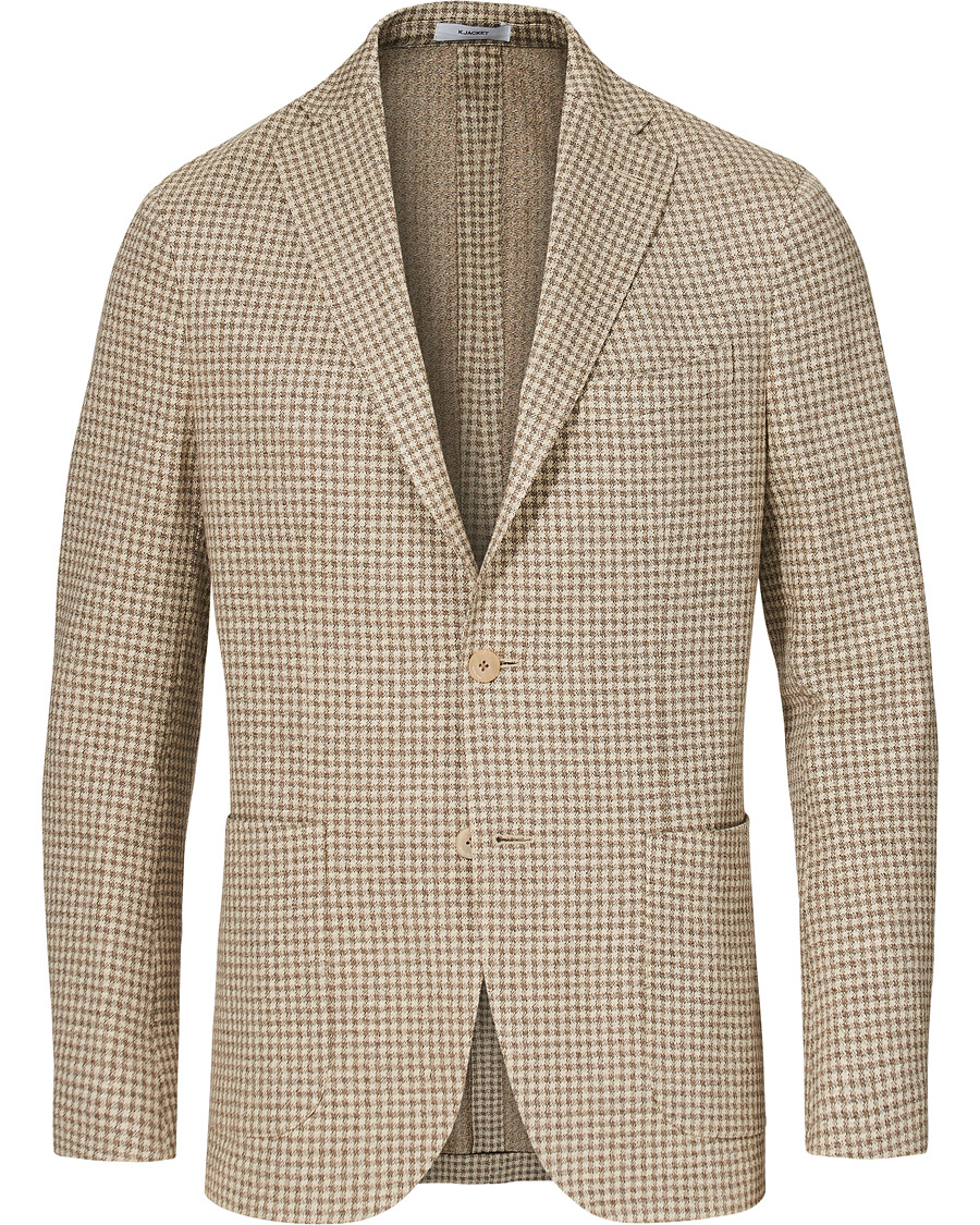 Herre | Dressjakker | Boglioli | K Jacket Jersey Vichy Blazer Beige
