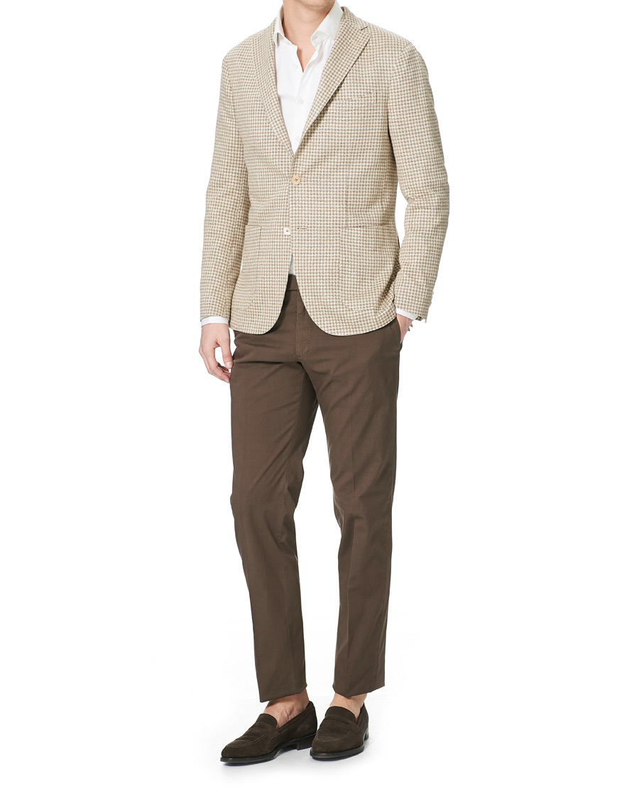 Herre | Dressjakker | Boglioli | K Jacket Jersey Vichy Blazer Beige