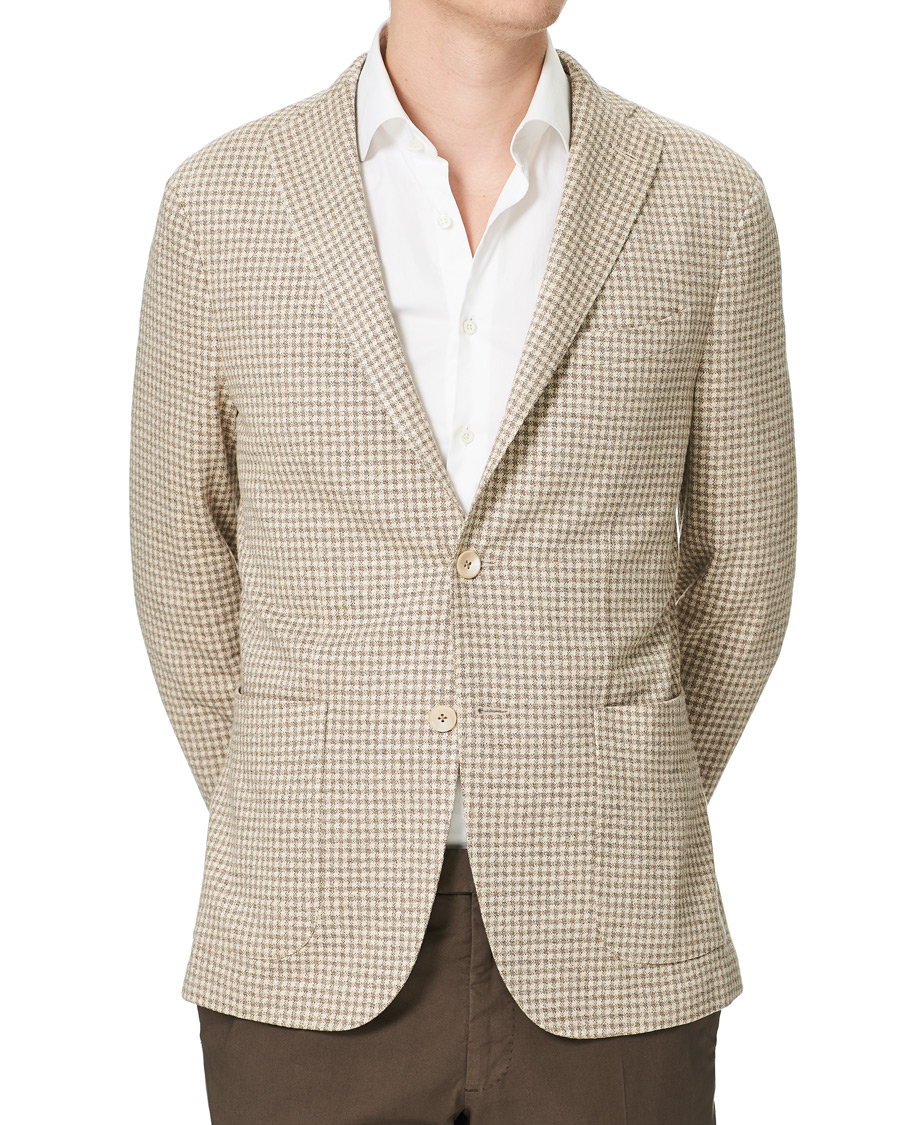 Herre | Dressjakker | Boglioli | K Jacket Jersey Vichy Blazer Beige